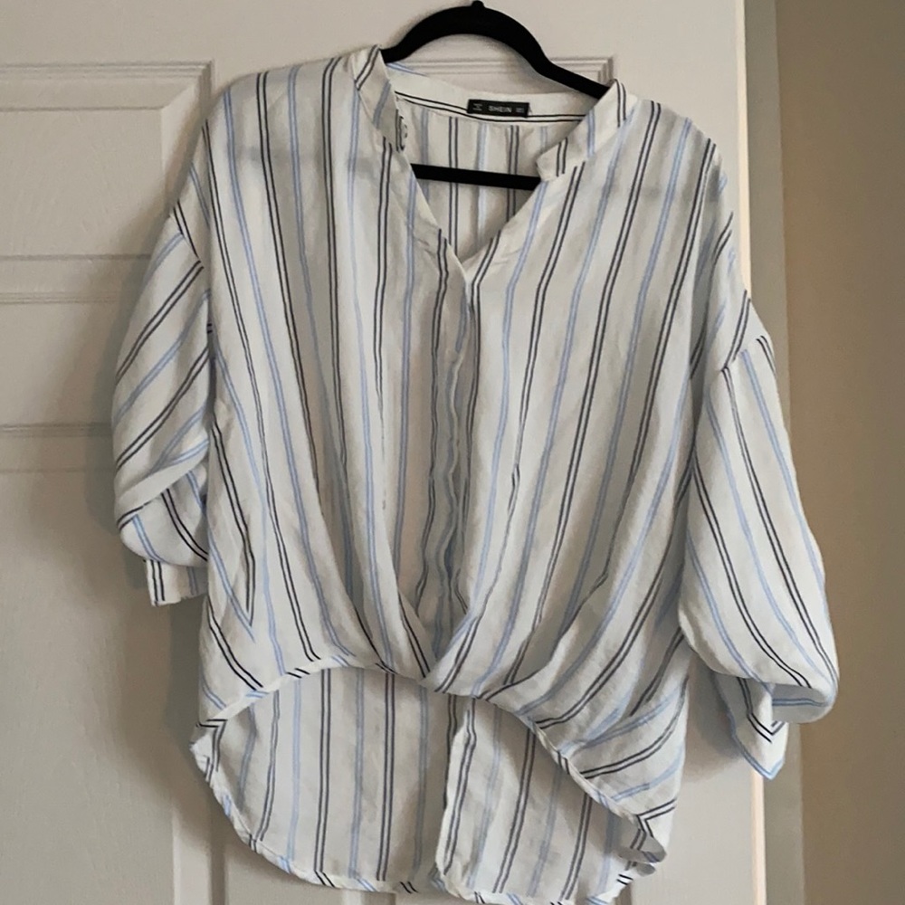 Button Down High Low Top